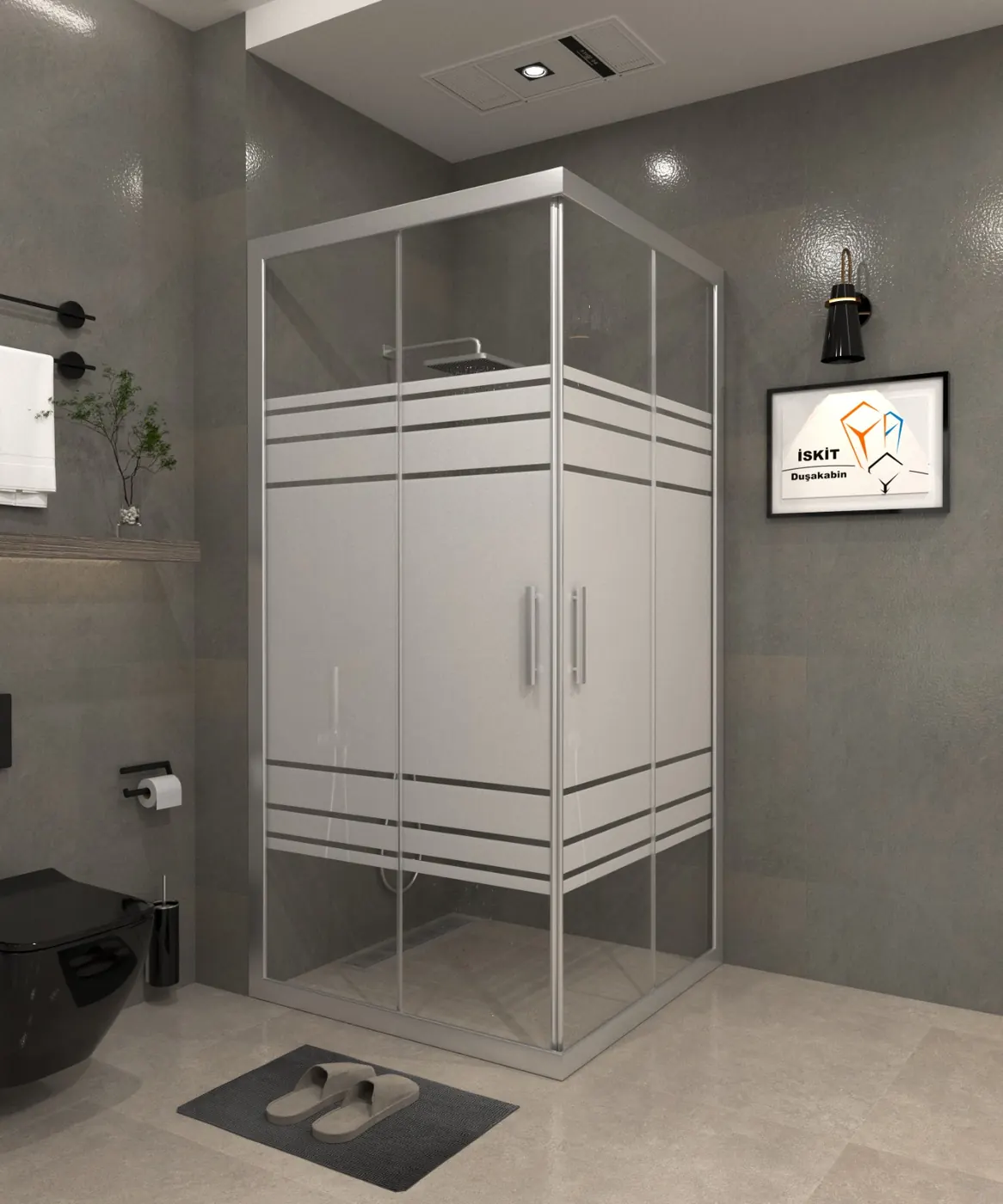 İskit Duşakabin desenli beyaz seri 01