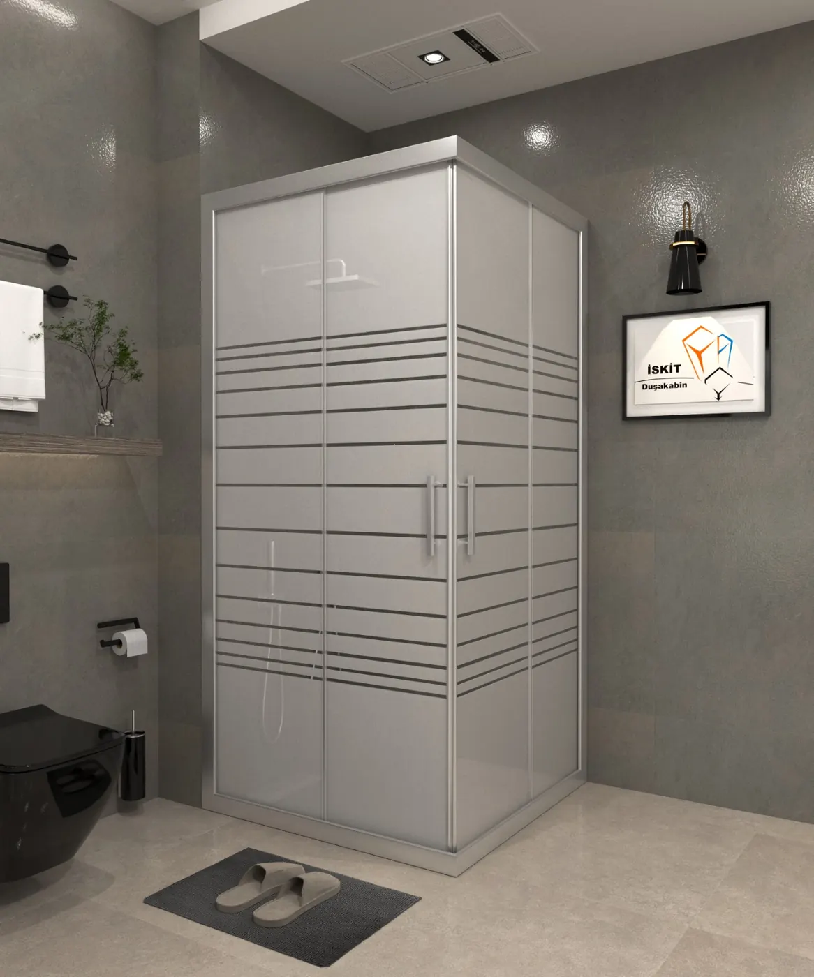İskit Duşakabin desenli beyaz seri 04