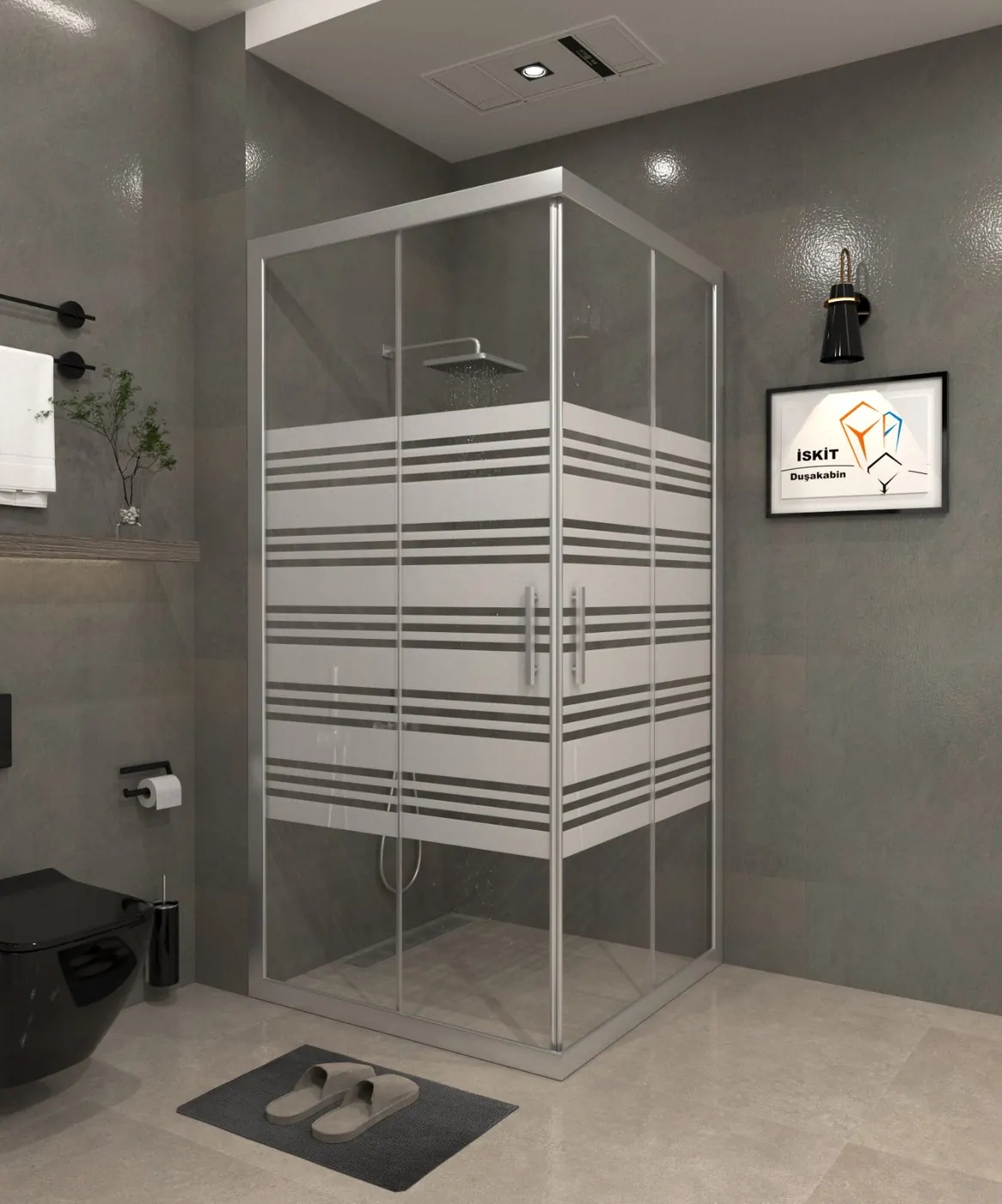 İskit Duşakabin desenli beyaz seri 16