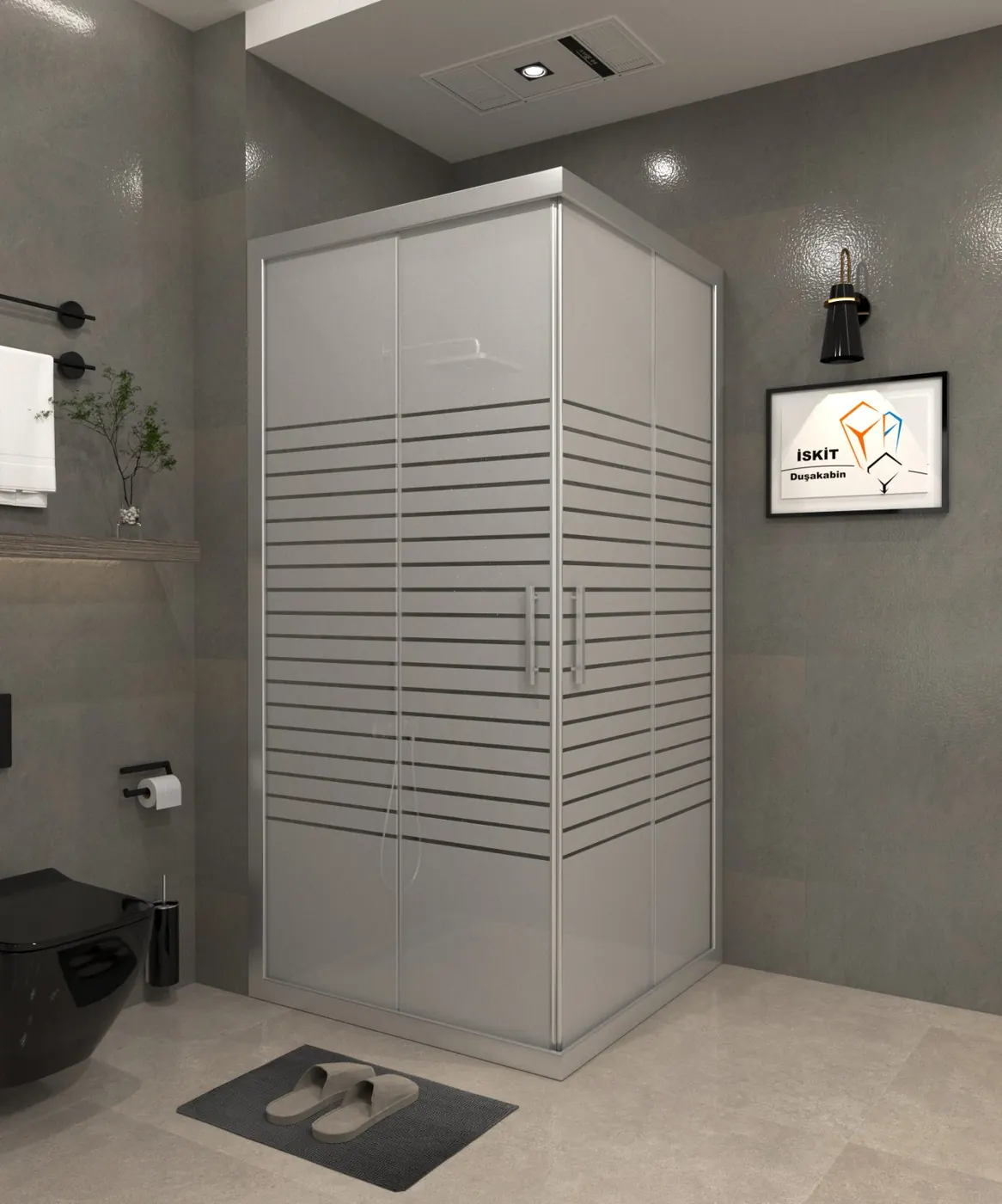 İskit Duşakabin desenli beyaz seri 19