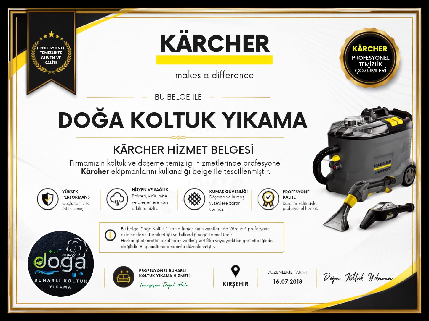 Karcher Hizmet Belgesi
